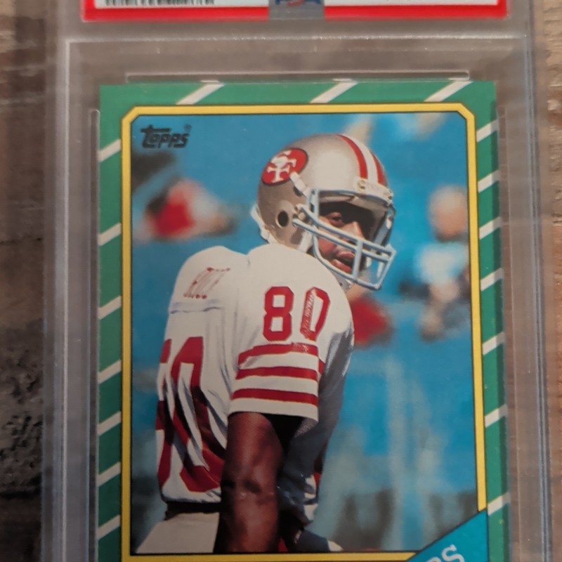 Topps 1986 Jerry Rice #161 Rookie San Francisco 49ers PSA 7 Football Card view 2