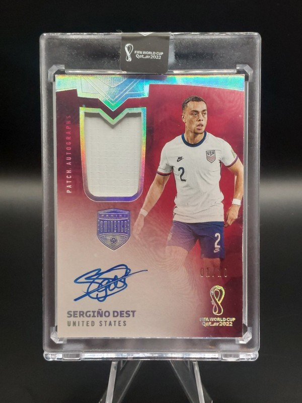 Sergino Dest 2022 Panini Eminence FIFA World Cup Match Worn Patch Auto #18 /10 