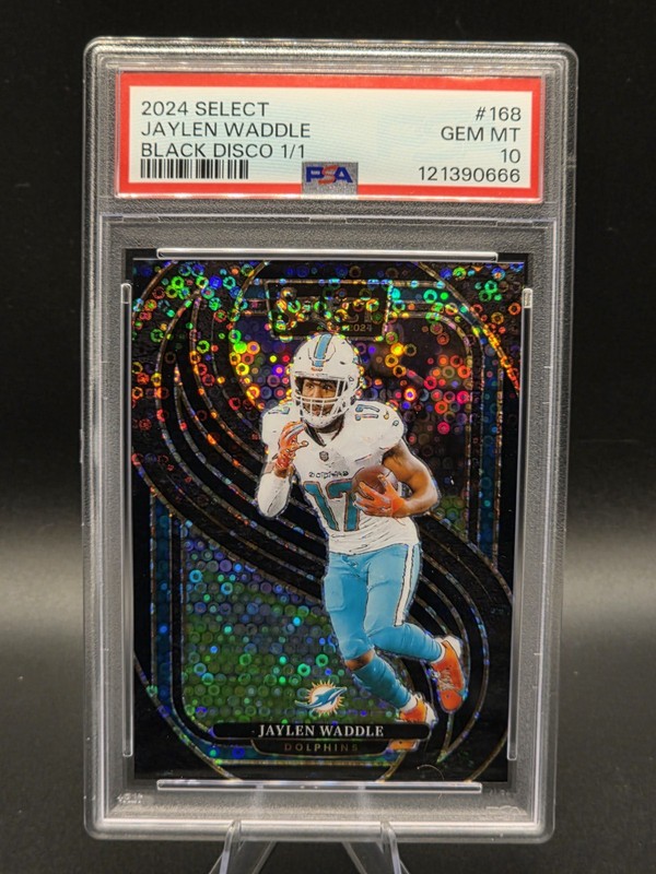 2024 Select Jaylen Waddle Black Disco 1/1 Miami Dolphins PSA 10