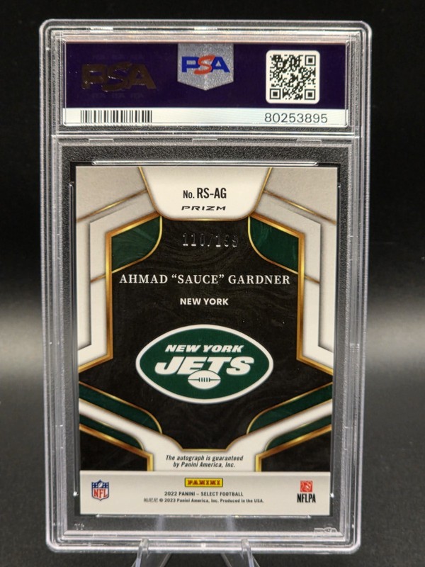 2022 PANINI SELECT RC SIGNATURES #RSAG AHMAD "SAUCE" GARDNER /199 PSA 10 view 2