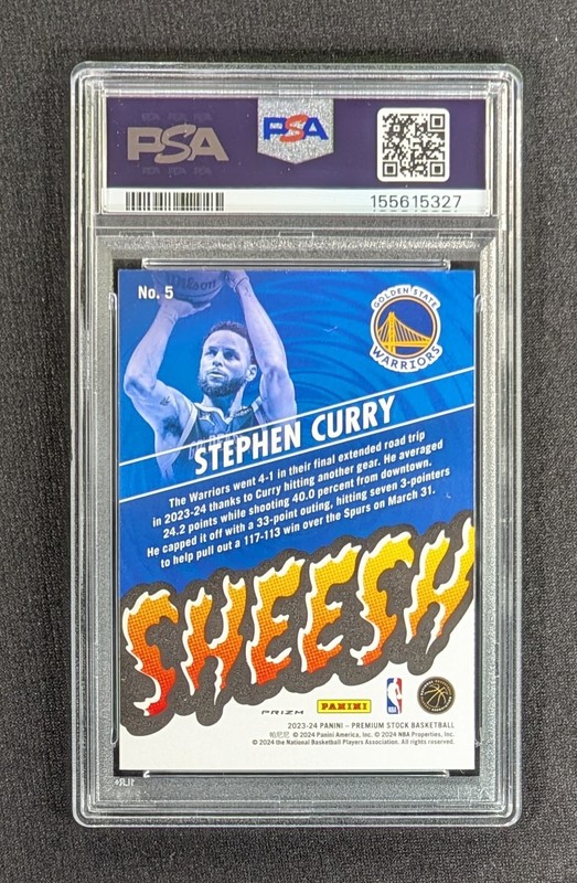 2023-24 Panini NBA Hoops Premium Stock Silver Sheesh Stephen Curry #5 PSA 10 GEM view 2