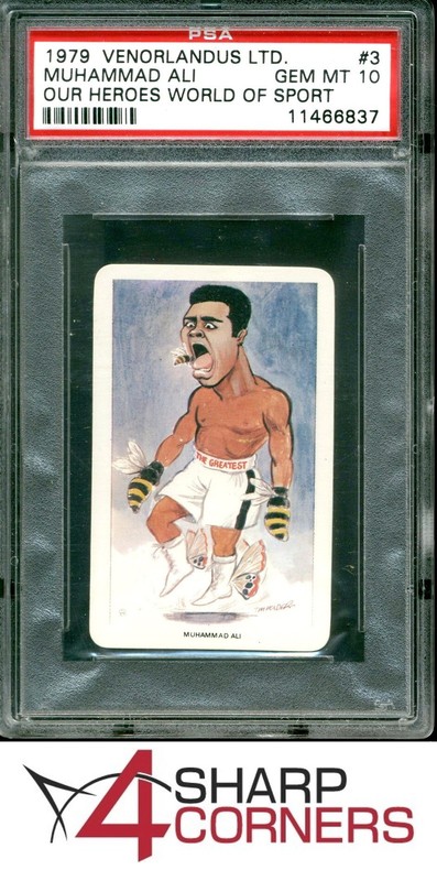 1979 VENORLANDUS LTD. OUR HEROES WORLD OF SPORT #3 MUHAMMAD ALI HOF PSA 10