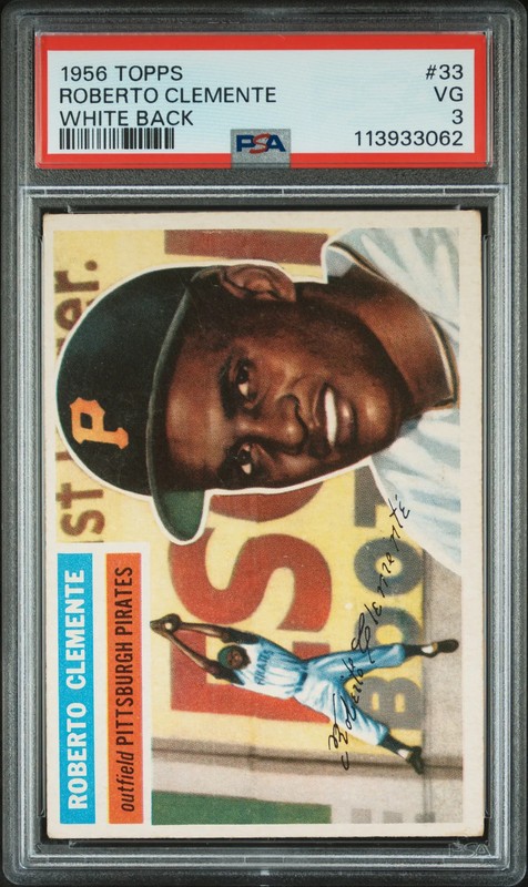 1956 Topps Roberto Clemente #33 White Back PSA 3