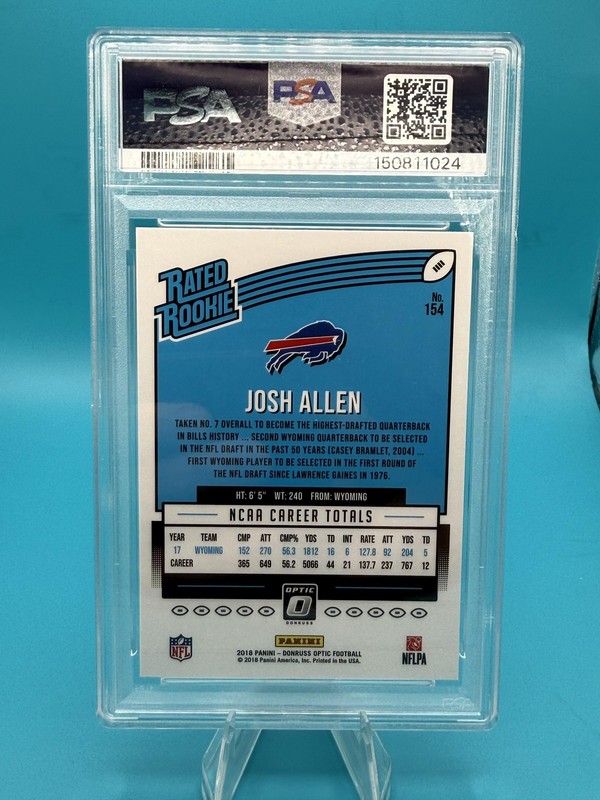 2018 Donruss Optic #154 Josh Allen PSA 9 view 2