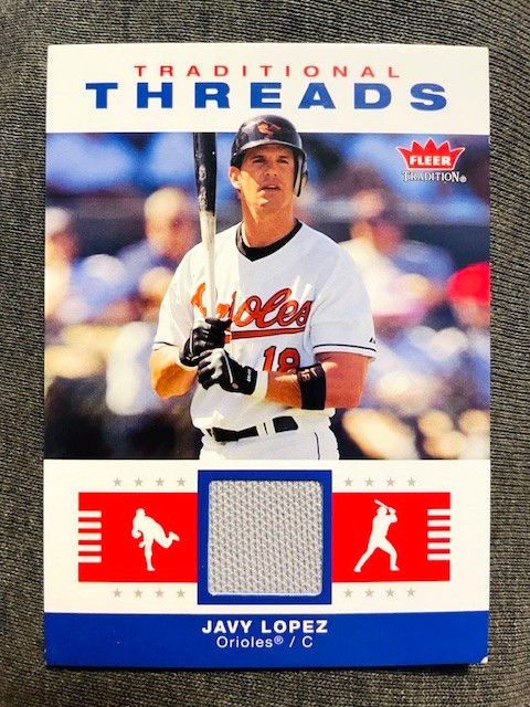 2006 Fleer Tradition Javy Lopez Game Used Worn Jersey Relic Card Rare