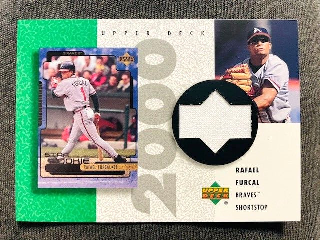 2002 Upper Deck UD Authentics Rafael Furcal Game Used Worn Jersey Relic Card