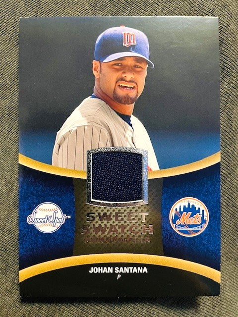 2008 Upper Deck Sweet Spot Johan Santana Swatch Game Used Worn Jersey Relic Card