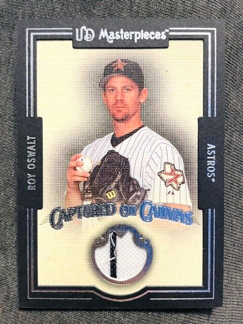 2007 Upper Deck UD Masterpieces Roy Oswalt Game Used Worn Jersey Relic Card view 1
