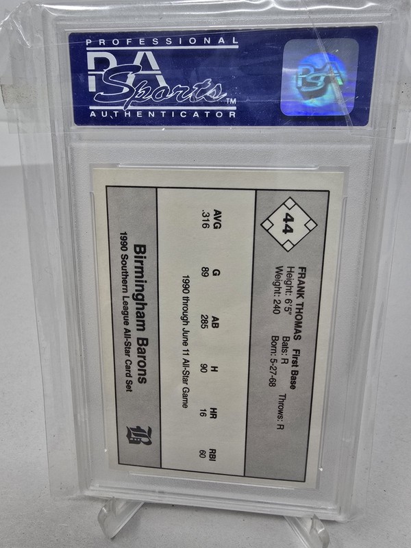 1990 Donn Jennings Frank Thomas Southern League Minor L. Baseball Card, PSA 9 view 2
