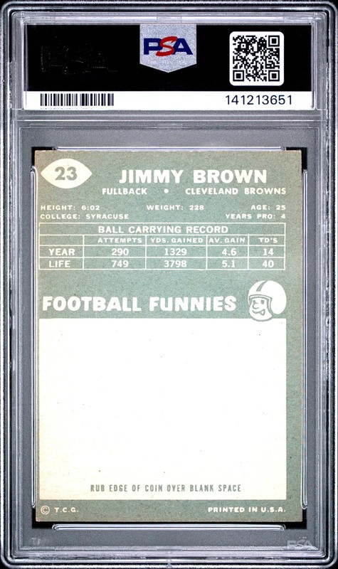 1960 Topps Jim Brown #23 PSA 4 view 2