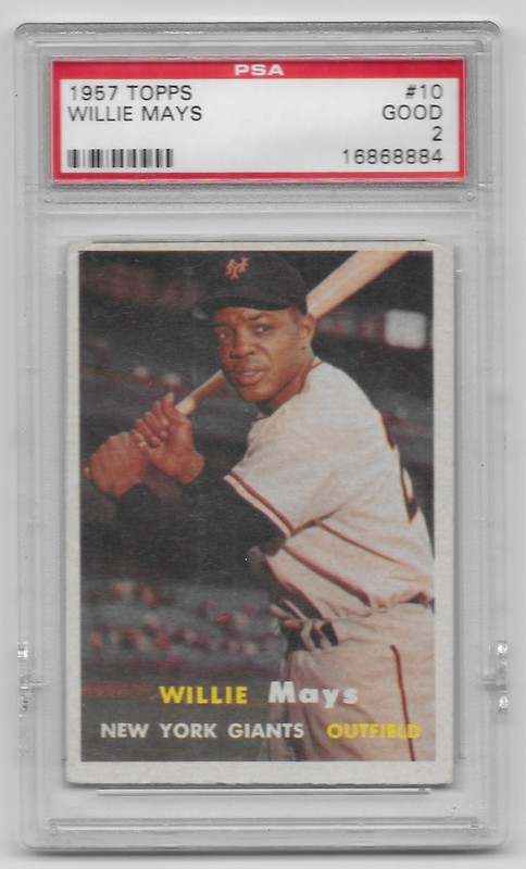 1957 Topps Willie Mays New York Giants Baseball Card #10 Graded 2 Good by PSA