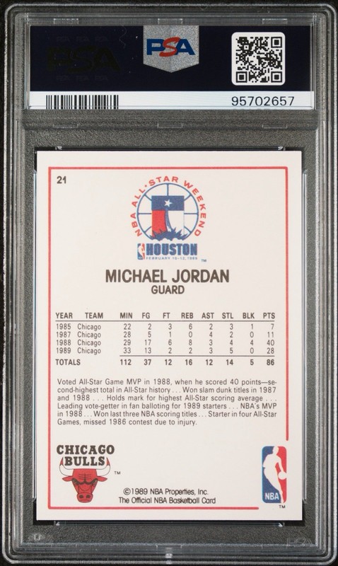 1989 Hoops Michael Jordan All-STAR #21 PSA 9 view 2