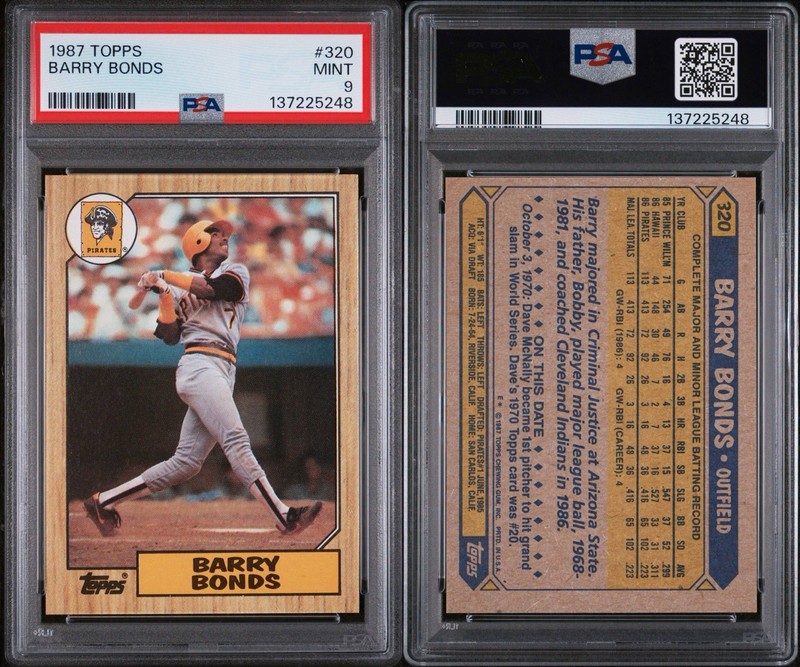 1987 Topps Baseball #320 Barry Bonds ROOKIE PSA 9 Mint