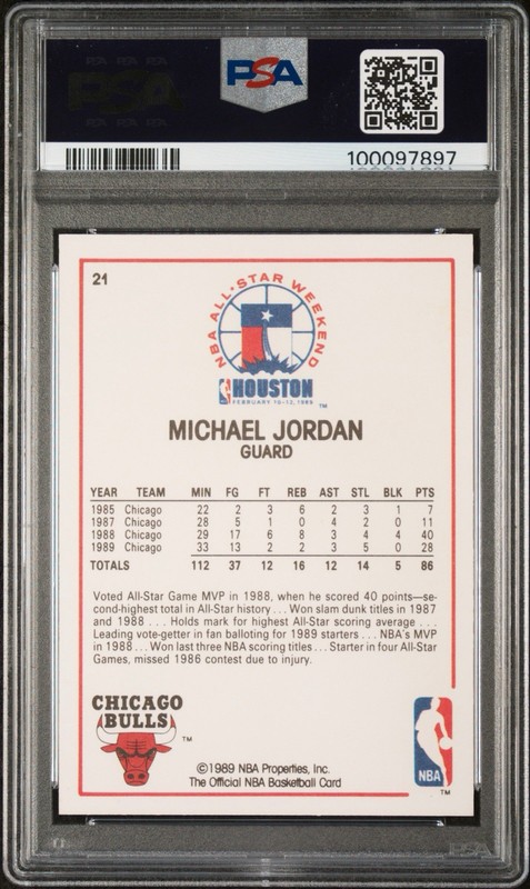 1989 HOOPS Michael Jordan #21 All-Star PSA 7 view 2