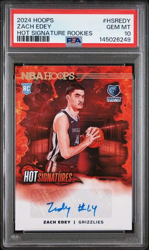 Zach Edey 2024-25 Panini NBA Hoops Hot Signatures Rookies RC Auto PSA10 GEM MT