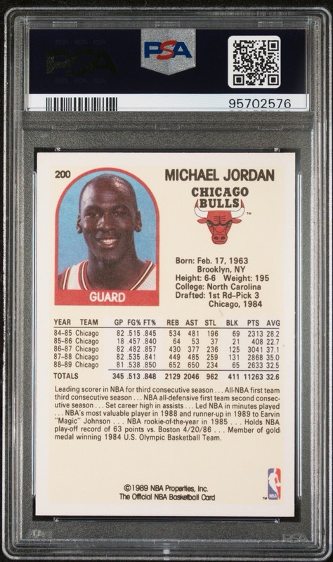 1989 NBA HOOPS MICHAEL JORDAN #200 - PSA 9 MINT view 2