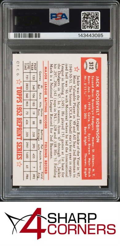 1983 TOPPS '52 REPRINT #312 JACKIE ROBINSON HOF PSA 7 view 2