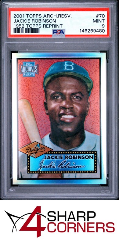 2001 TOPPS ARCHIVES RESERVE 1952 REPRINT #70 JACKIE ROBINSON HOF PSA 9