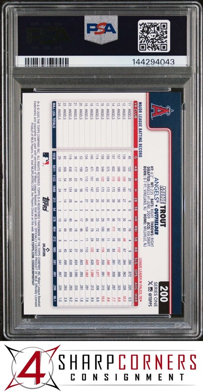 2025 TOPPS #200 MIKE TROUT ANGELS PSA 10 view 2