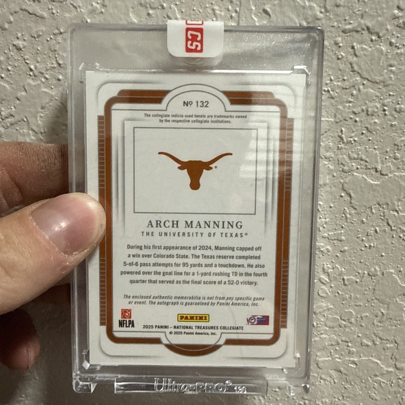 2025 National Treasures Arch Manning RPA /49 Blue Patch Auto RC Texas SEALED view 2
