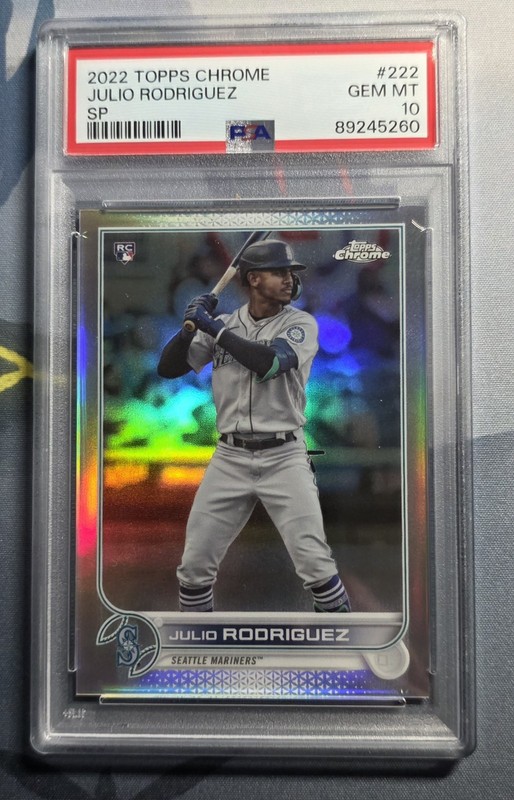 2022 Topps Chrome Julio Rodriguez Rookie RC Extended Short Print SP #222 PSA 10