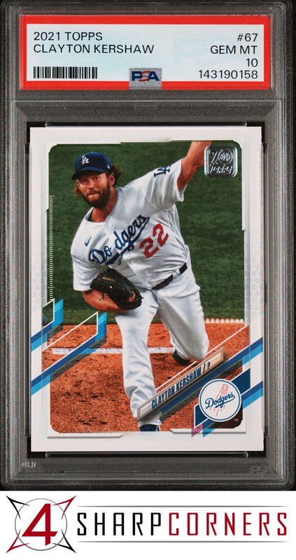 2021 TOPPS #67 CLAYTON KERSHAW DODGERS PSA 10