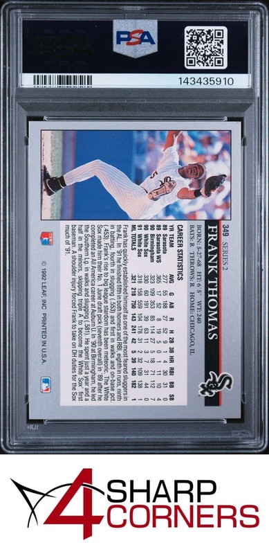 1992 LEAF #349 FRANK THOMAS WHITE SOX HOF PSA 10 view 2
