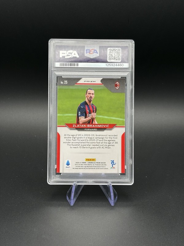 2020-21 Panini Chronicles Prizm Gold Power Prizm Zlatan Ibrahiovic #25 PSA 9 view 2