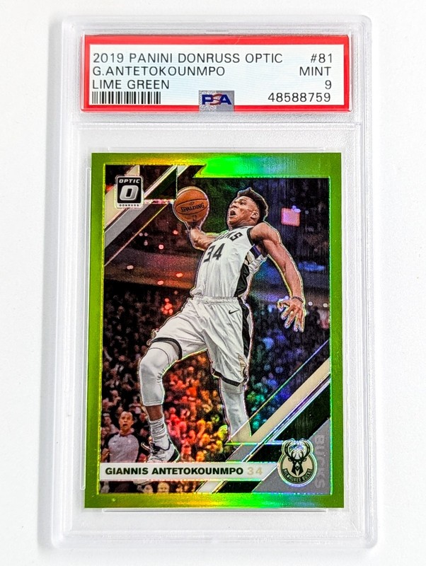 2019-20 Panini Donruss Optic Lime Green #81 Giannis Antetokounmpo /149 PSA 9
