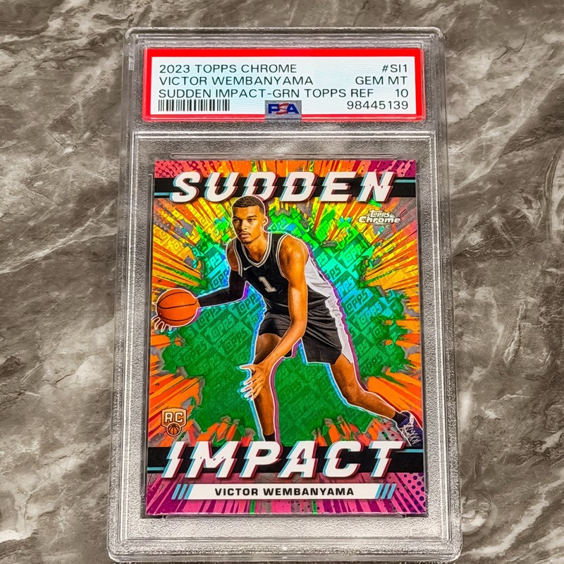 Victor Wembanyama ROOKIE PSA 10 Green Ref 2023 Topps Chrome Sudden Impact #SI-1