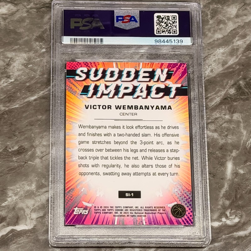 Victor Wembanyama ROOKIE PSA 10 Green Ref 2023 Topps Chrome Sudden Impact #SI-1 view 2