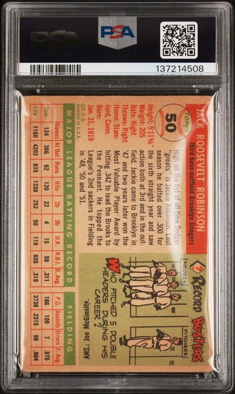 1955 Topps Jackie Robinson #50 PSA 2.5 view 2