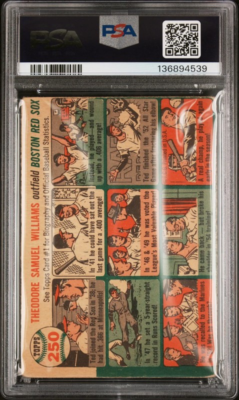 1954 Topps Ted Williams #250 PSA 1.5 view 2