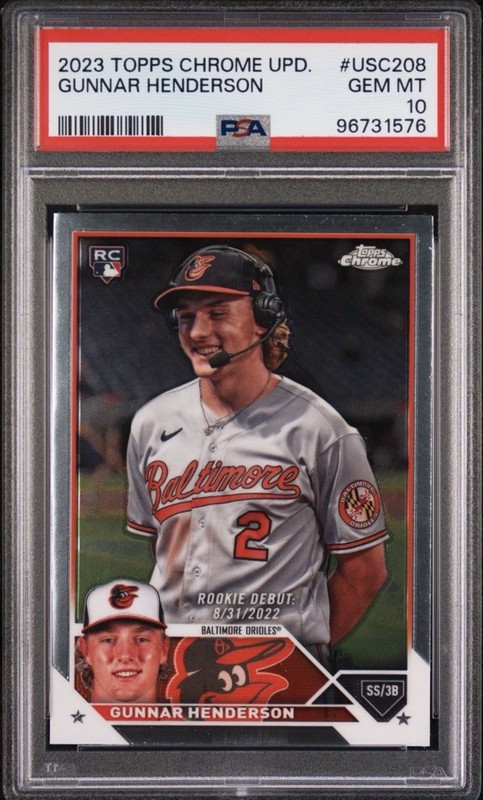 Gunnar Henderson 2023 Topps Chrome Update #USC208 PSA 10 GEM MT RC BALTIMORE 