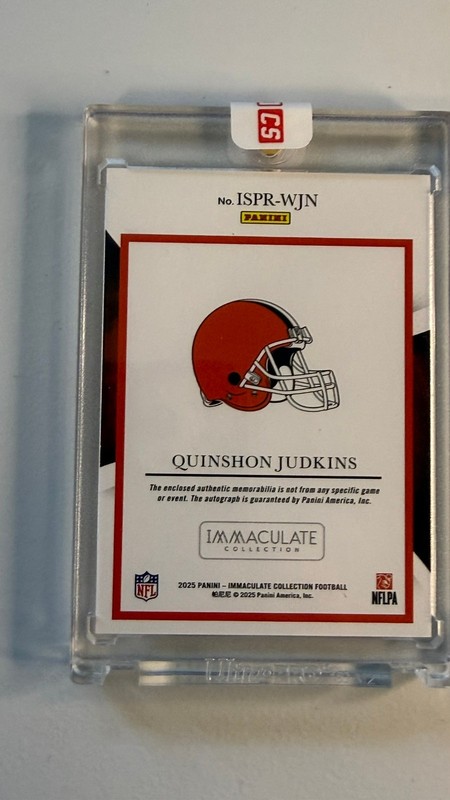 2025 Immaculate #ISPR-WJN Quinshon Judkins 2-clr patch auto rc #-99 view 2