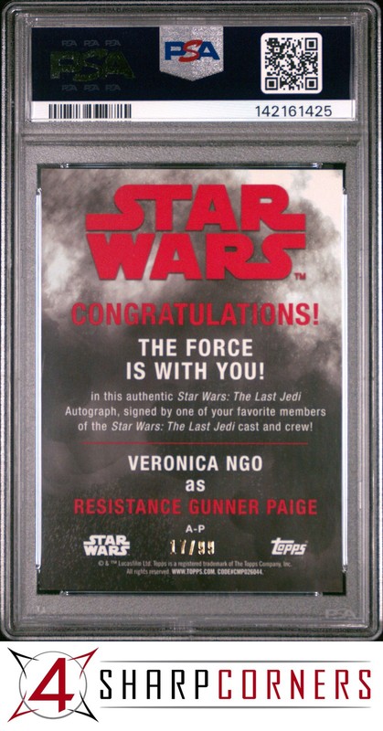 2017 TOPPS STAR WARS THE LAST JEDI AUTOS RED #AP VERONICA NGO #/99 POP 2 PSA 9 view 2
