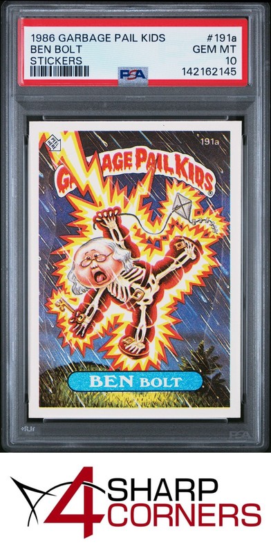 1986 GARBAGE PAIL KIDS STICKERS #191a BEN BOLT SERIES 5 PSA 10