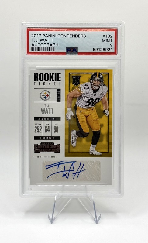 2017 Panini Contenders TJ Watt Rookie Ticket #102 Auto RC PSA 9 Steelers