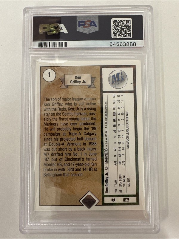 1989 Upper Deck Ken Griffey Jr. #1 Star Rookie RC Mariners PSA 7 - TCCCX view 2