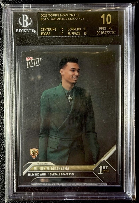 2023 Topps Now Draft Victor Wembanyama RC BGS 10 Pristine Black Label #D1 Spurs