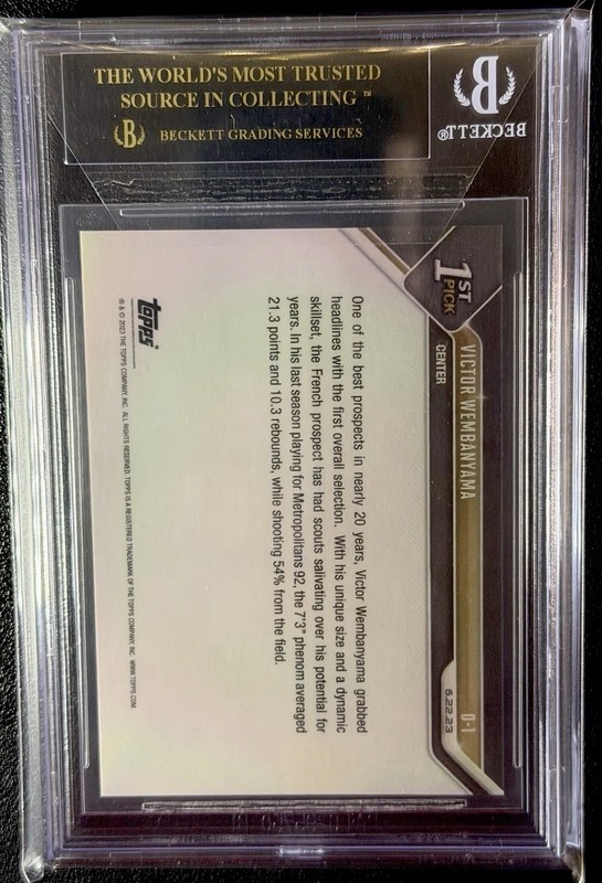 2023 Topps Now Draft Victor Wembanyama RC BGS 10 Pristine Black Label #D1 Spurs view 2