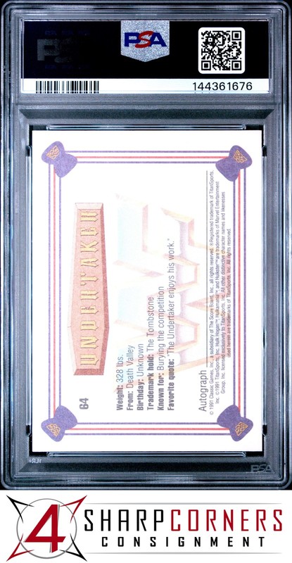 1991 CLASSIC WWF #64 UNDERTAKER RC HOF PSA 6 view 2