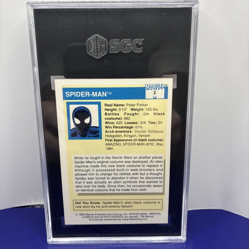 1990 Impel Marvel Universe  #2 Spider-Man SGC 8.5 NMMT+ view 2