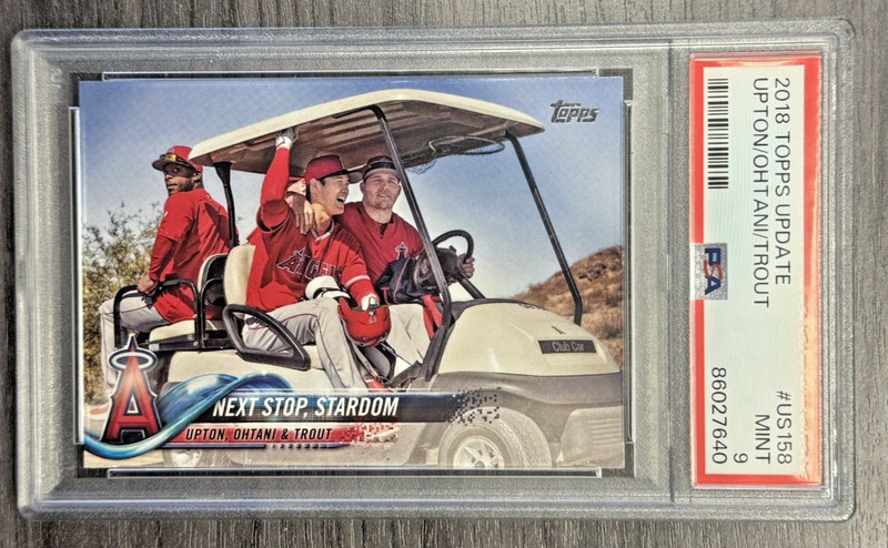 2018 Shohei Ohtani Rookie W/ Trout/Upton #US158 (RC) Topps Update PSA 9
