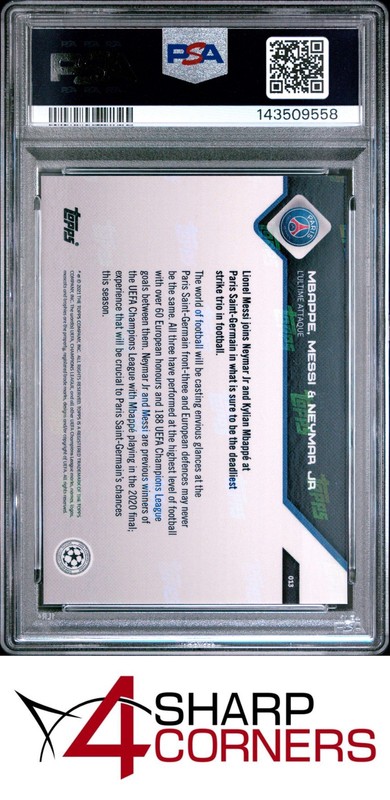 2021 TOPPS NOW UEFA CHAMPION LEAGUE #13 KYLIAN MBAPPE-LIONEL MESSI-NEYMAR PSA 9 view 2