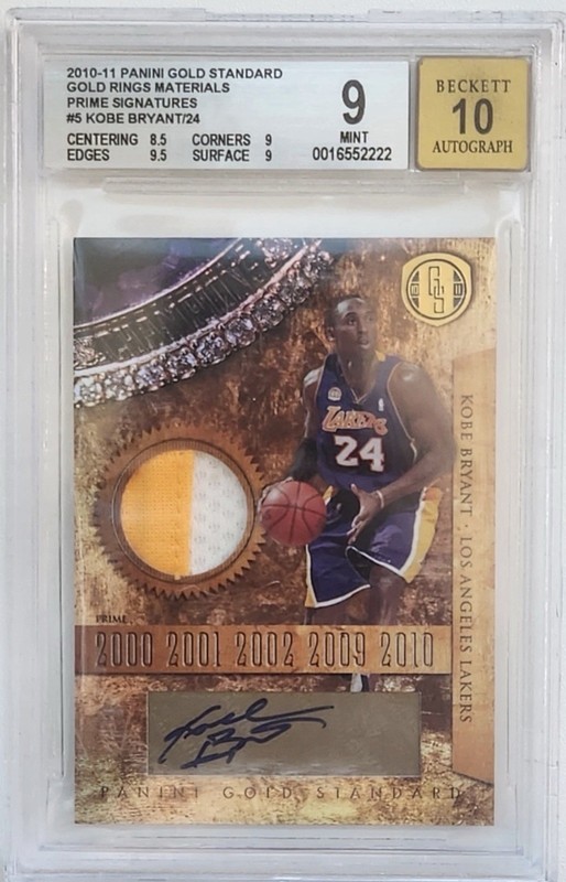 Kobe Bryant 2010 Gold Standard BGS 9/ 10 Auto  Game Used Patch Autograph 3 /24