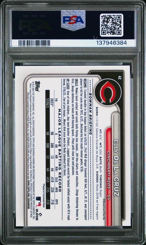 2024 Bowman Chrome Mega Box Elly De La Cruz #42 PSA 9 view 2