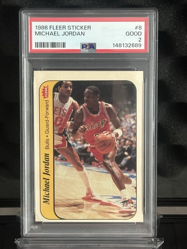 1986 Fleer Sticker Michael Jordan #8 PSA 2 New Cert