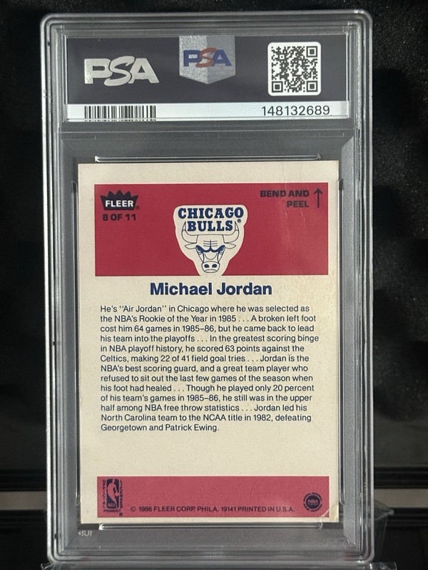 1986 Fleer Sticker Michael Jordan #8 PSA 2 New Cert view 2