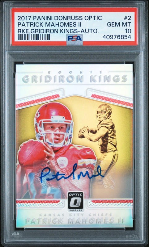 2017 Optic PRIZM Patrick Mahomes Auto #9/10 Rookie Gridiron RC PSA 10 GEM MINT